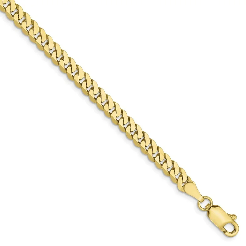 Women’s gemstone charm bracelets-Leslie's 10k Yellow Gold 3.9mm Flat Beveled Curb Chain Bracelet, 7"