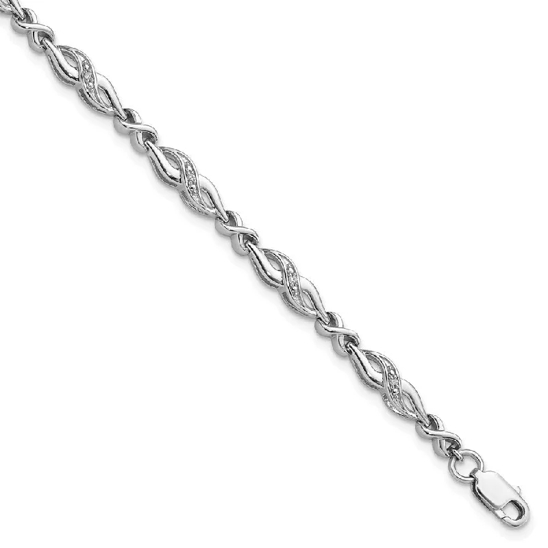 Women’s delicate bracelets-Sterling Silver Rhodium-plated Diam. Bracelet-WBC-QDX1167