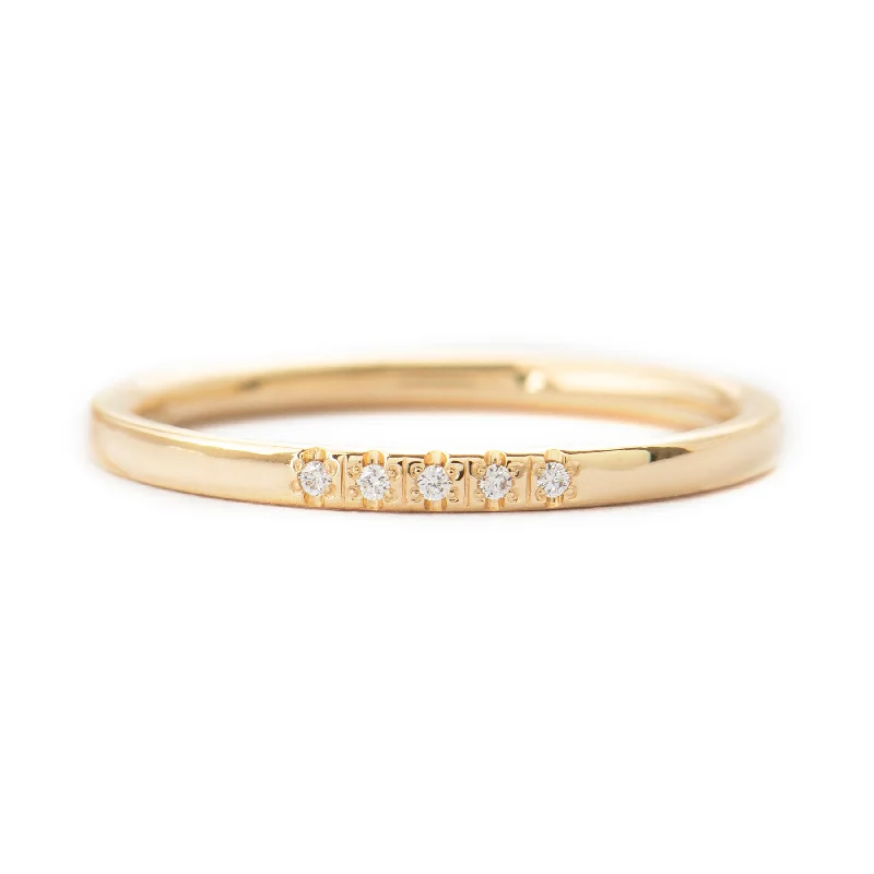 Women’s handmade rings-Five Diamonds Wedding Ring