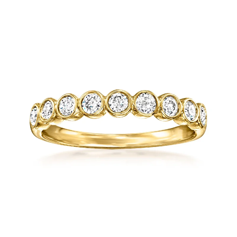 Women’s cathedral engagement rings-Ross-Simons Bezel-Set Diamond Ring in 18kt Yellow Gold