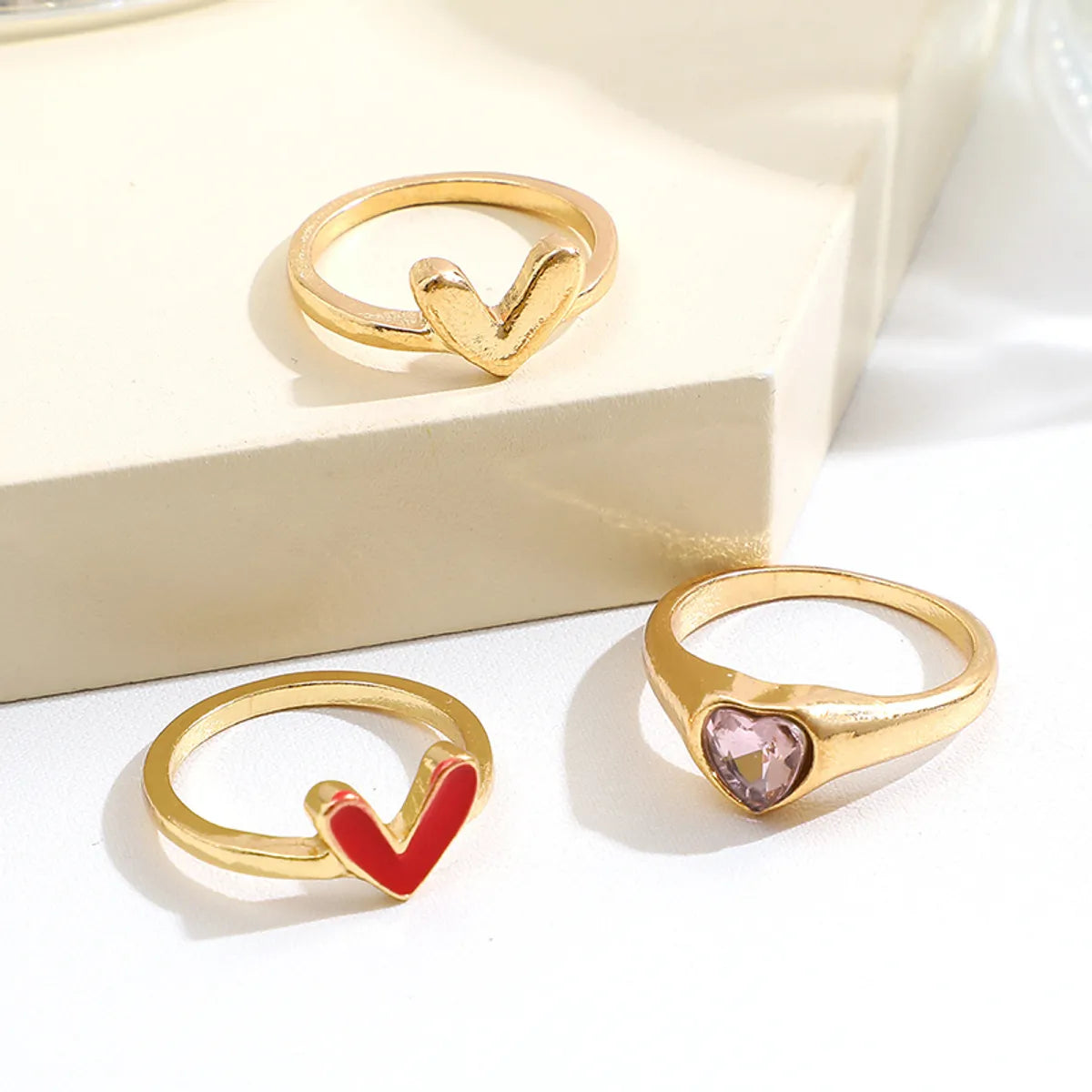 Women’s large statement rings-Elegant Modern Style Heart Shape Alloy Inlay Zircon Women'S Rings