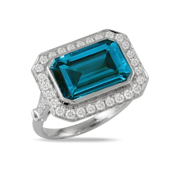 Women’s vintage-inspired engagement rings-Topaz and Diamond Ring