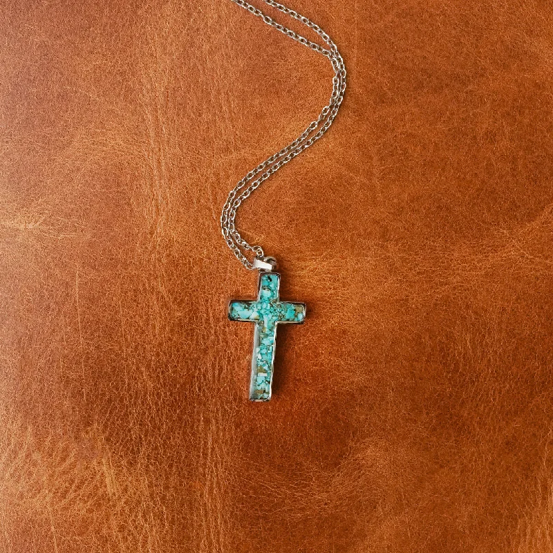 Women’s antique necklaces-Genuine Stone Cross Necklace