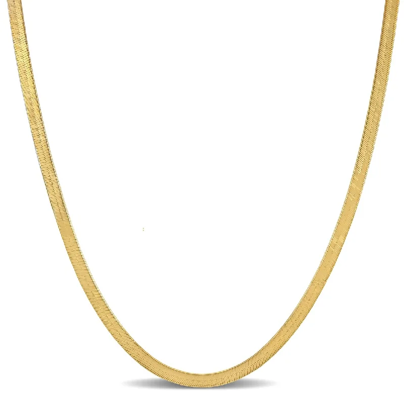 Women’s turquoise rings-Miadora 3.5mm Flex Herringbone Chain Necklace in 10k Yellow Gold-16 in