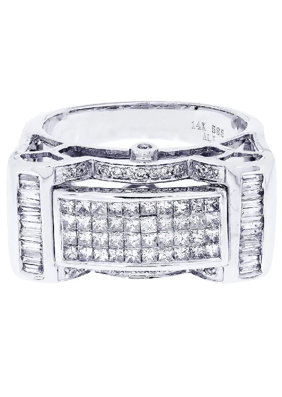 Women’s diamond-studded engagement rings-White Gold Mens Diamond Ring| 1.08 Carats| 13.06 Grams