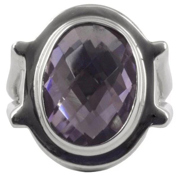 Women’s custom rings-Handmade Sterling Silver 'Contempo' Amethyst Cocktail Ring (Mexico) - Purple