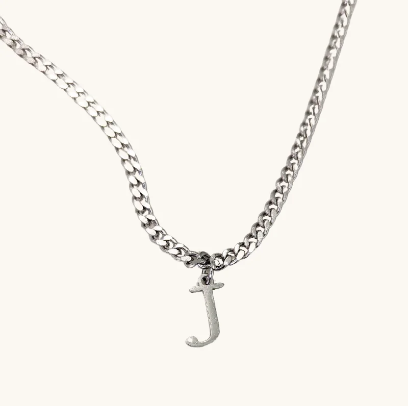 Women’s infinity necklaces-Silver Classic Cuban Initial Necklace