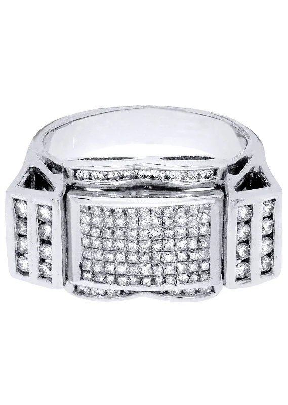 Women’s engagement rings with diamonds-White Gold Mens Diamond Ring| 1.39 Carats| 11.66 Grams