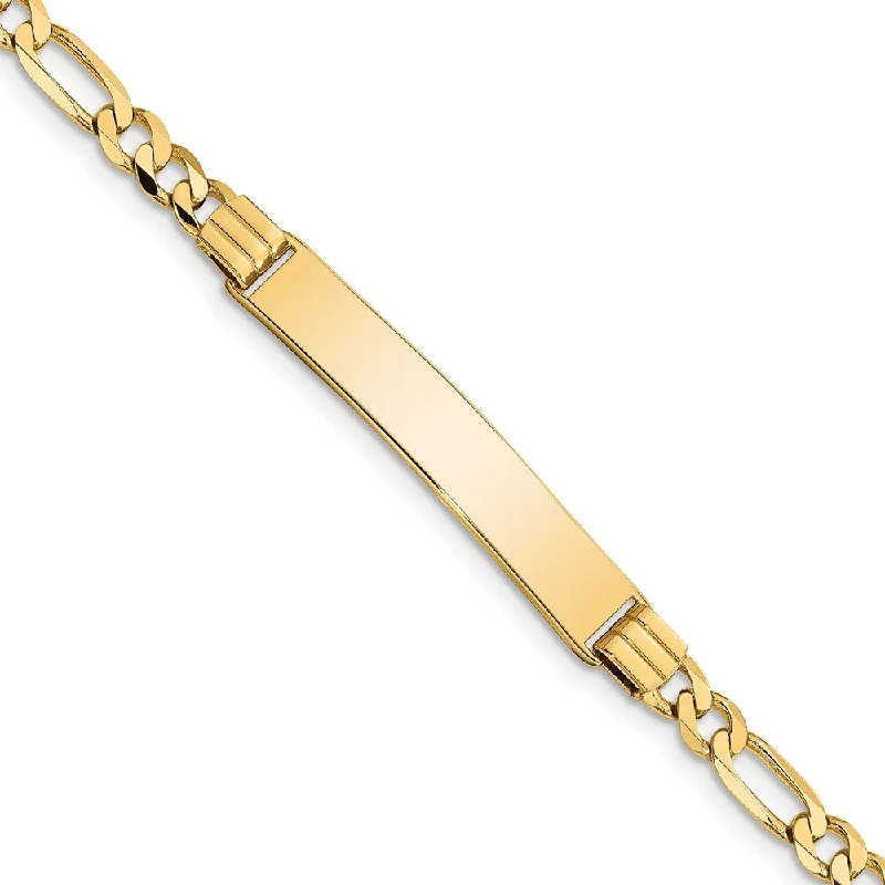 Women’s custom gemstone bracelets-14k Yellow Gold 6mm Figaro ID Bracelet, 7"