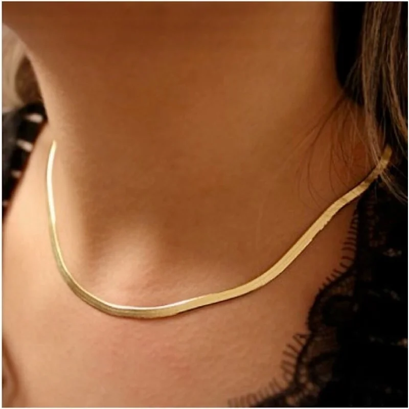 Women’s sparkly rings-14K Gold Herringbone Necklace Snake Chain Mothers Day G