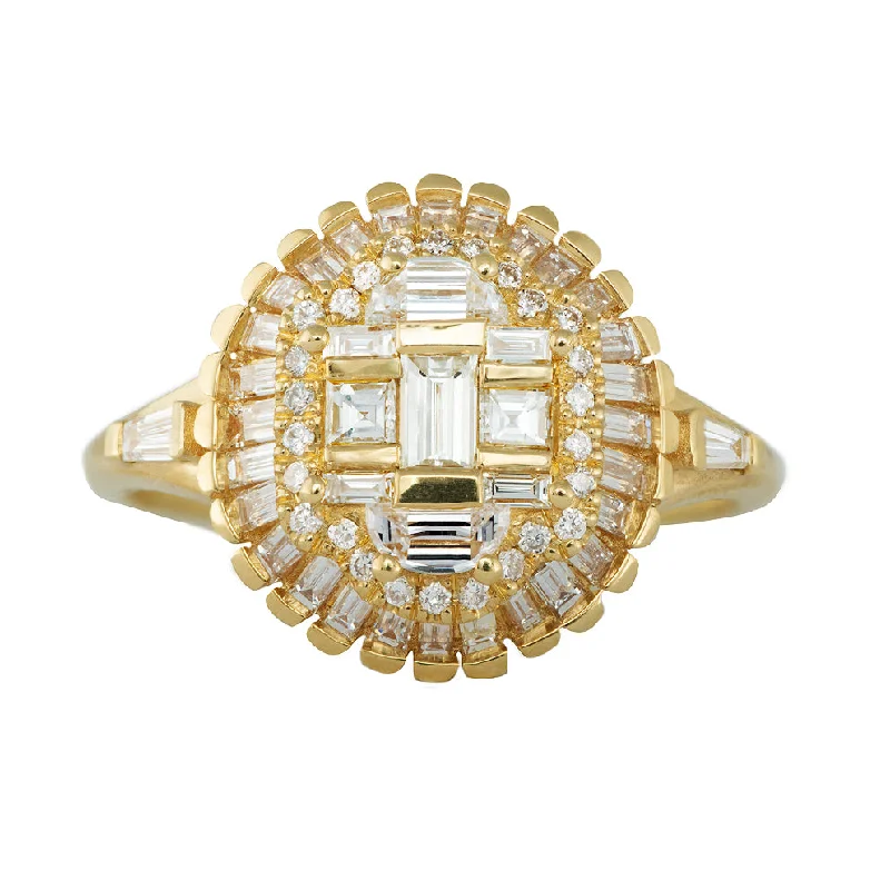 Women’s platinum rings-Art Deco Lions Mane Diamond Ring