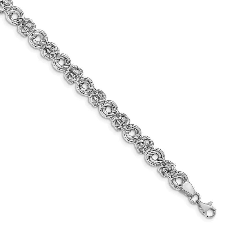 Women’s stylish bracelets-14k White Gold 6.5mm Fancy LinkBracelet, 7.5"