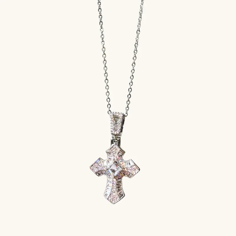 Women’s choker necklaces-Silver Victorian Crystal Cross Necklace