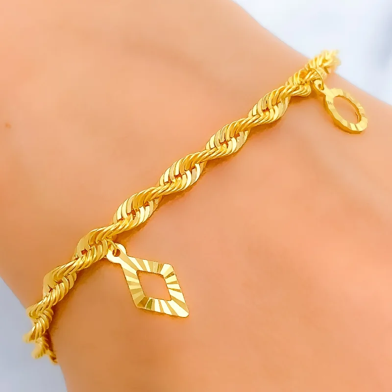 Women’s delicate bracelets-Delightful 22k Gold Open Halo Charm Bracelet