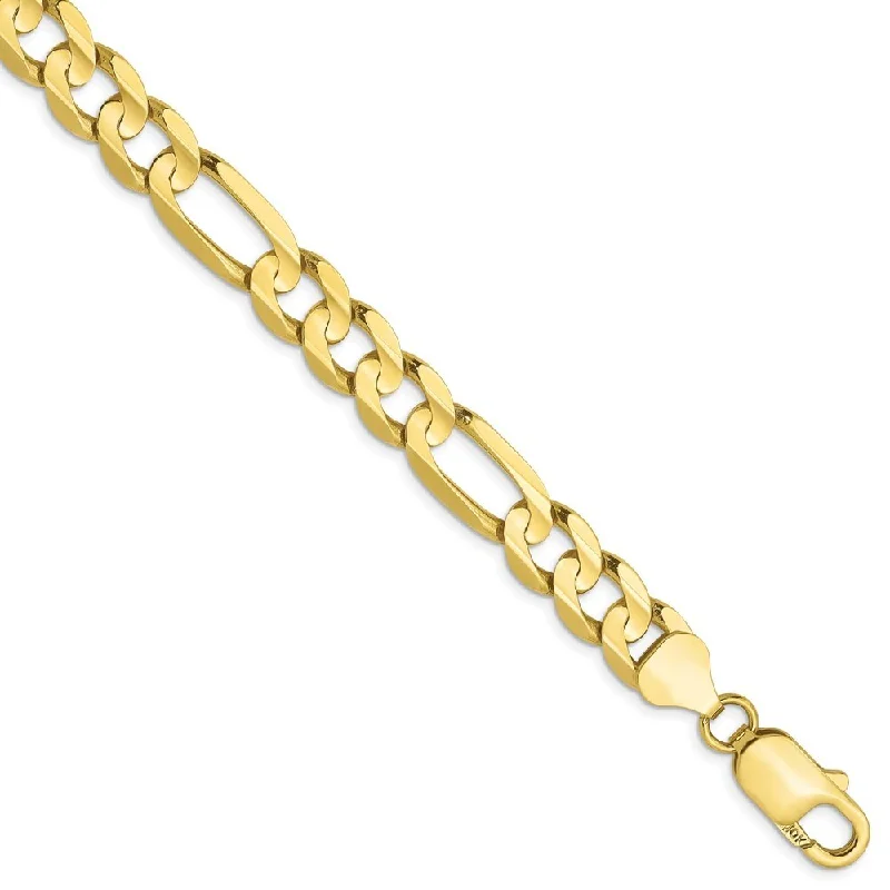 Women’s wide cuff bracelets-Leslie's 10k Yellow Gold 7.5mm Concave Figaro Bracelet, 8"