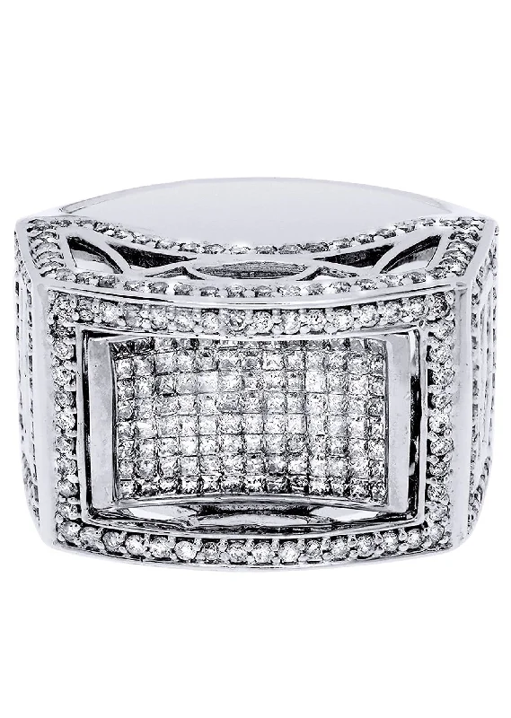 Women’s round diamond engagement rings-White Gold Mens Diamond Ring| 2.42 Carats| 15.75 Grams