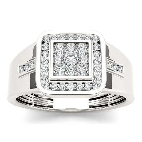 Women’s adjustable gemstone rings-De Couer 10k White Gold 1/2ct TDW Diamond Men's Ring