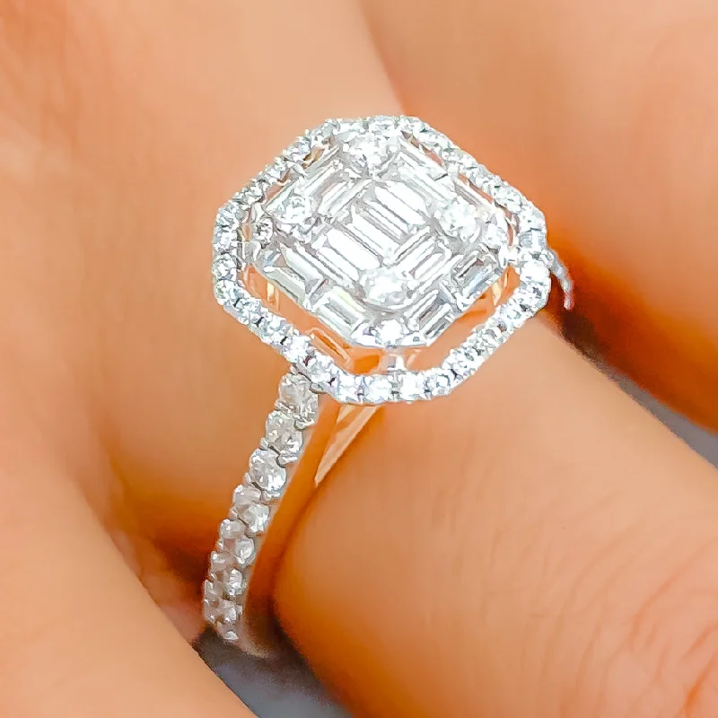 Women’s intricate engagement rings-Elevated Bold 18K Rose Gold + Diamond Ring