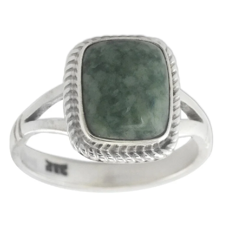 Women’s unique gemstone rings-NOVICA Handmade Sterling Silver 'Life Divine' Jade Ring (Guatemala) - Green