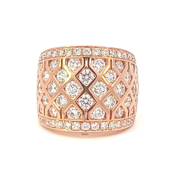 Women’s affordable diamond engagement rings-Rose Gold Lattice Diamond Ring