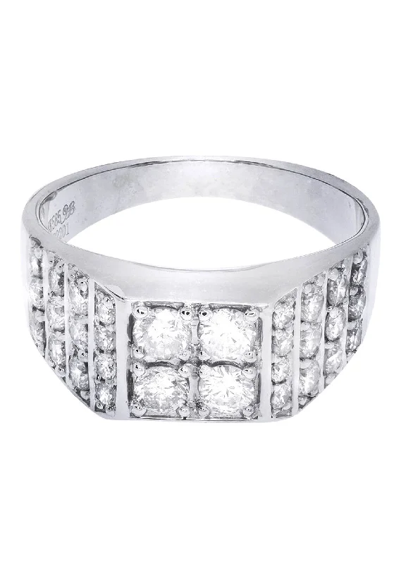 Women’s intricate engagement rings-White Gold Mens Diamond Ring| 1.66 Carats| 7.43 Grams