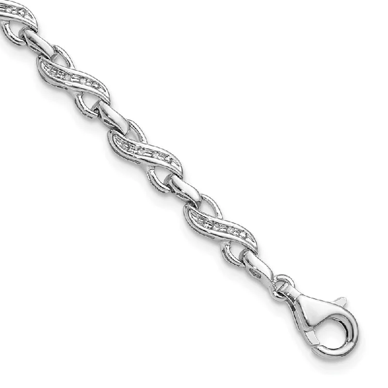 Women’s gold-plated bracelets-Sterling Silver Rhodium-plated Diam. Infinity Symbol Bracelet-WBC-QDX1053