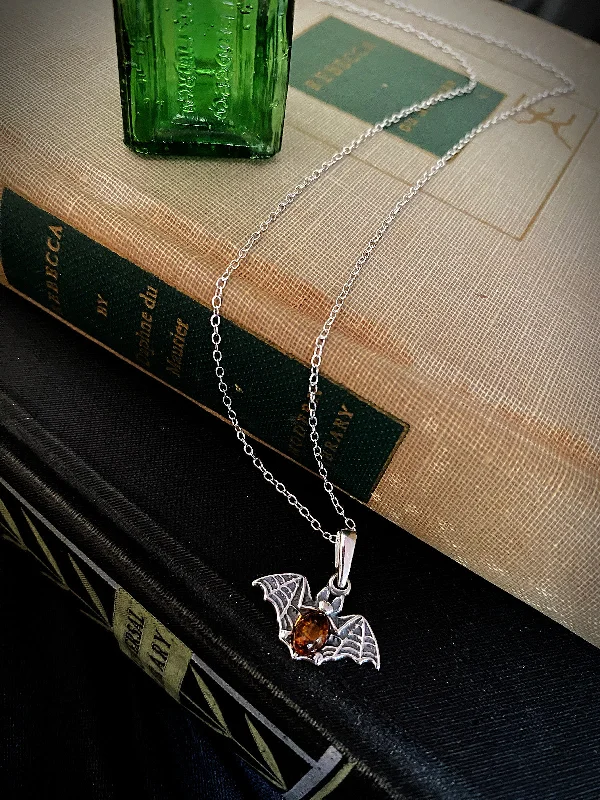 Women’s vintage necklaces-Amber Bat Necklace