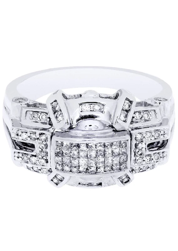 Women’s white sapphire engagement rings-White Gold Mens Diamond Ring| 0.33 Carats| 8.57 Grams