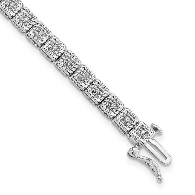 Women’s gold bracelets-Sterling Silver Rhodium Plated Diamond Bracelet-WBC-QDX1096