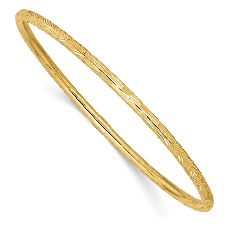 Women’s crystal bracelets-14k Yellow Gold 3mm Yellow Gold Diamond-cut Slip-on Bangle Bracelet