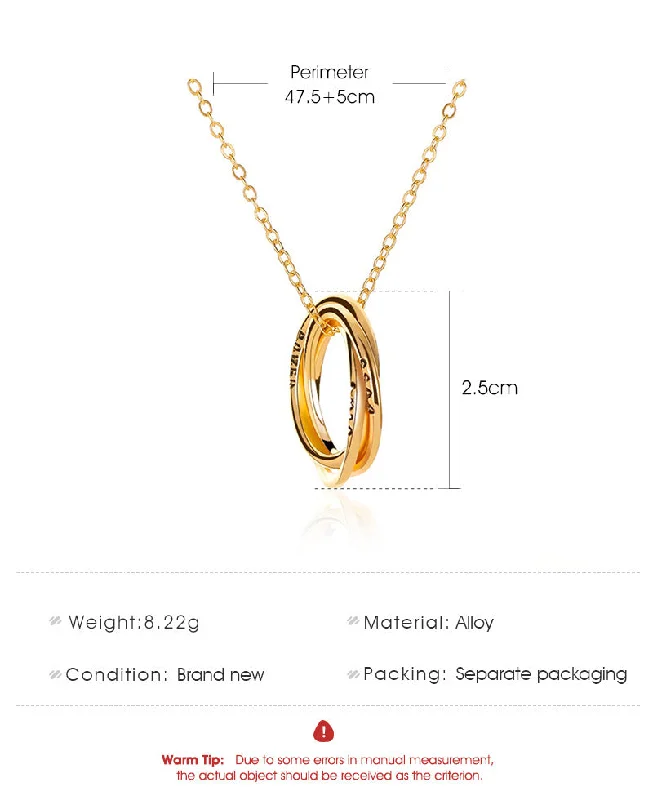 Women’s personalized necklaces-New Fashion Multi-layer Circle Girls Power Alloy Necklace Clavicle Chain