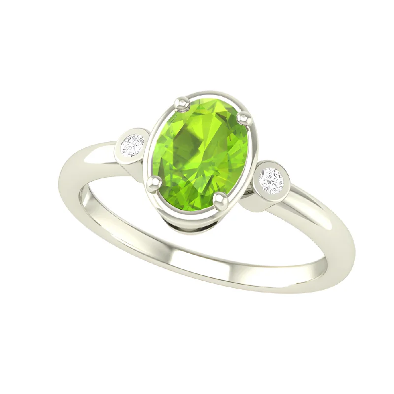 Women’s rose gold engagement rings-10kt White Gold Peridot And Diamond Ring