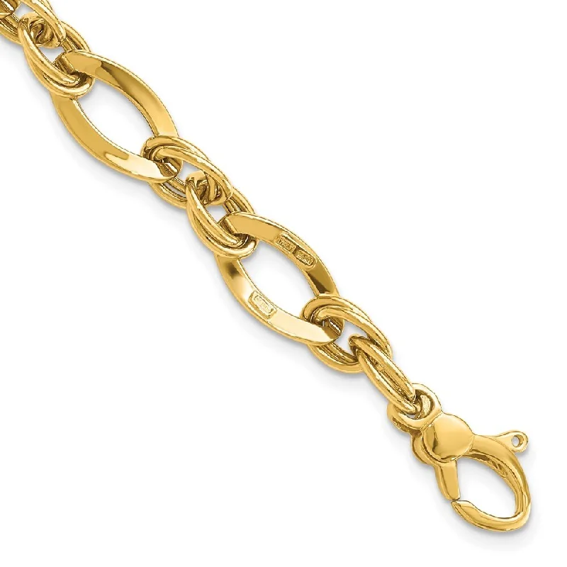 Women’s charm bracelets-14k Yellow Gold 7.75mm Fancy Link Bracelet, 8.25"