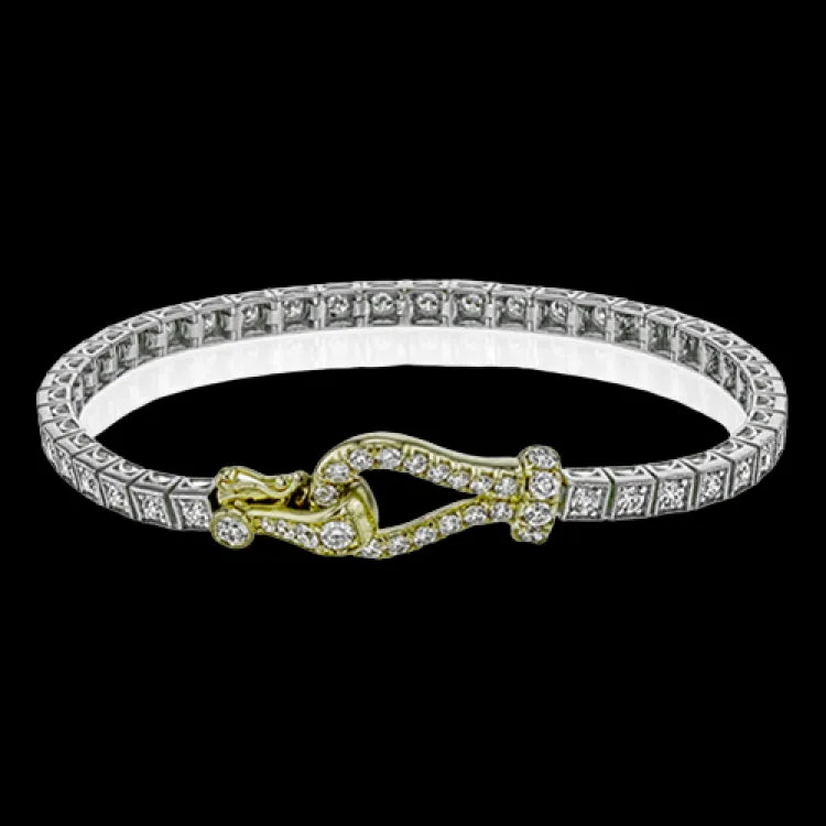 Women’s stackable bracelets-This remarkable buckle bracelet contains a whopping 3.00 ctw of white diamonds, topped off with a charming, well-made buckle clasp.