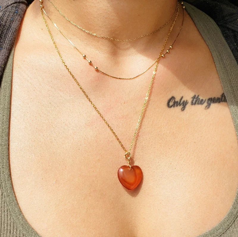 Women’s diamond pendant necklaces-Carnelian Heart Necklace