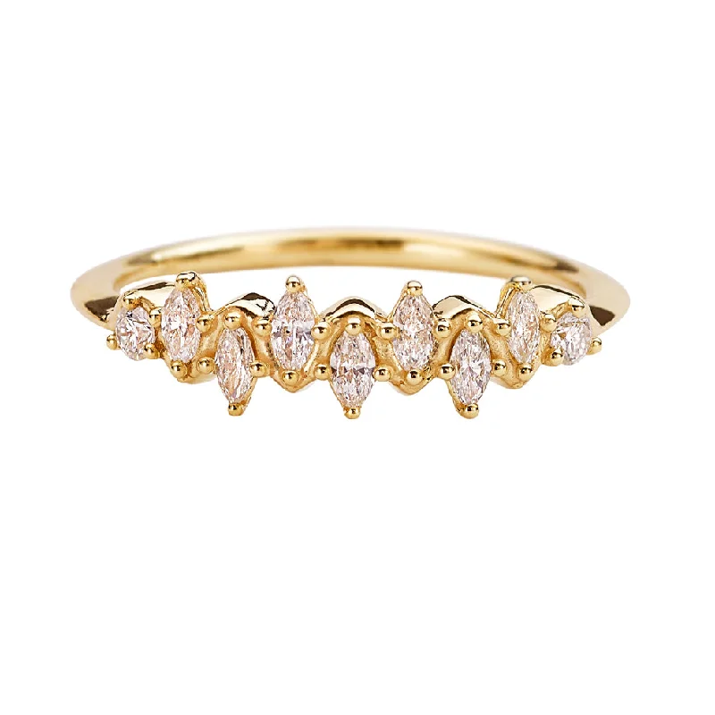 Women’s infinity rings-Floating Marquise Cut Cluster Ring with Nine Diamonds