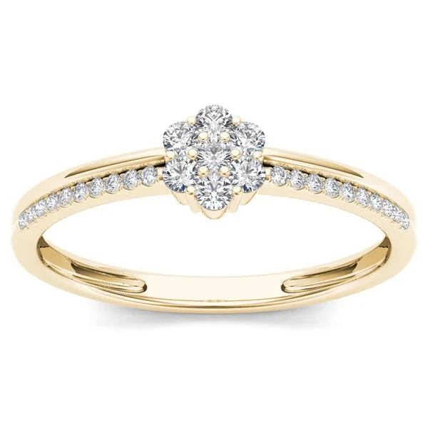 Women’s infinity rings-De Couer 10k Yellow Gold 1/5ct TDW Diamond Cluster Ring