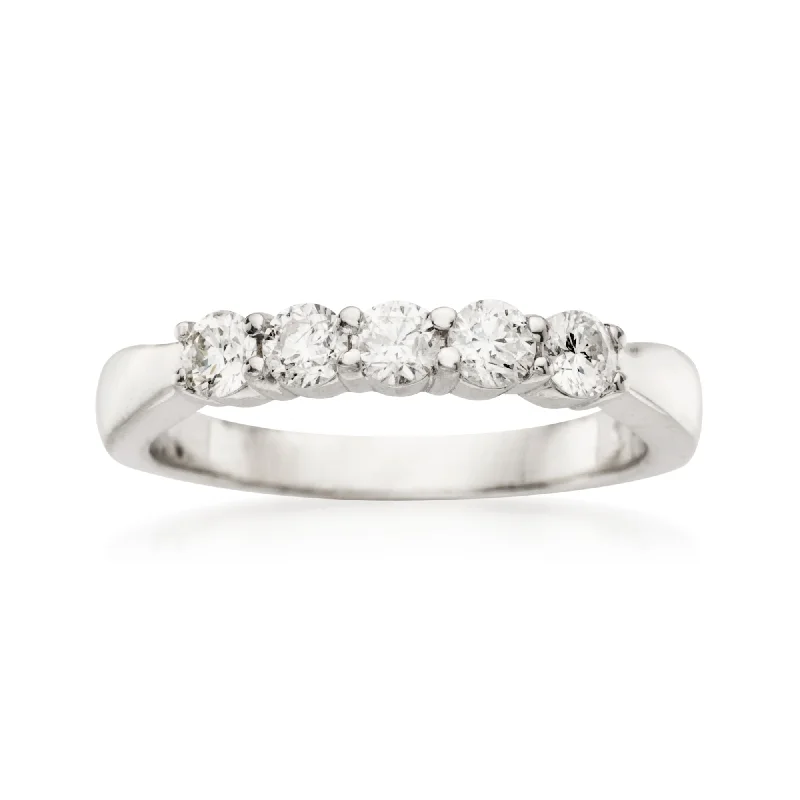 Women’s classic diamond engagement rings-Ross-Simons 5-Stone Diamond Wedding Ring in 14kt White Gold