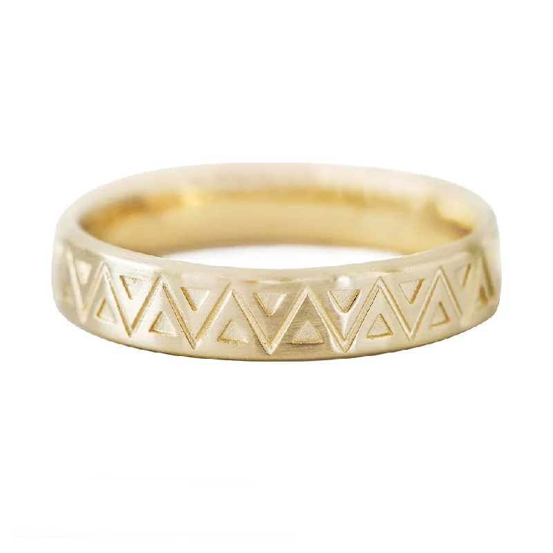 Women’s gemstone rings-Men's Geometric Wedding Band