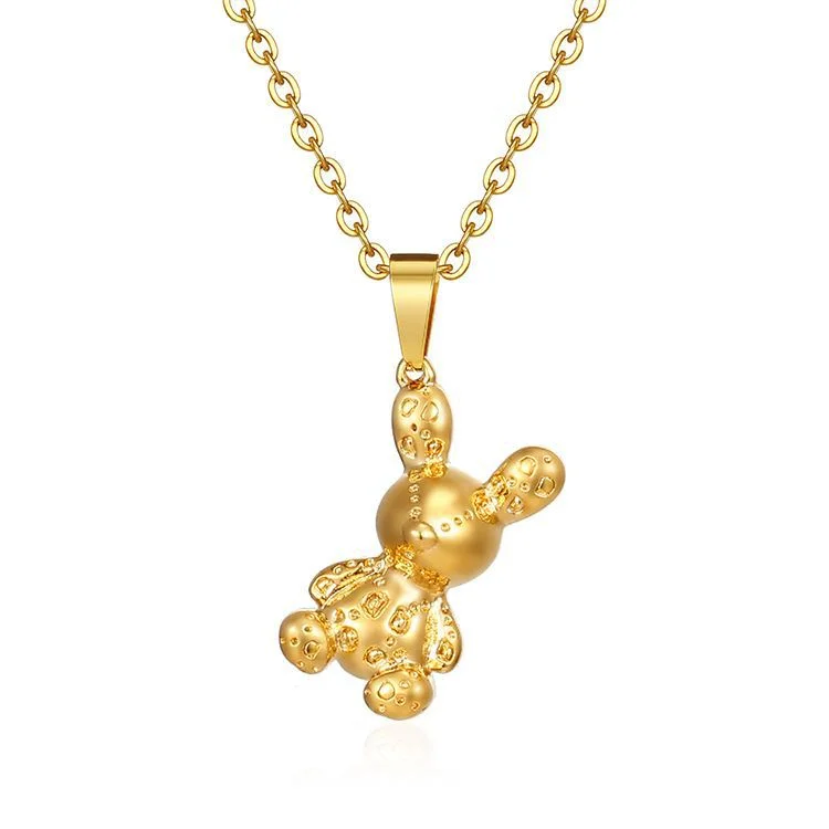 Rabbit Pendant Necklace Gold