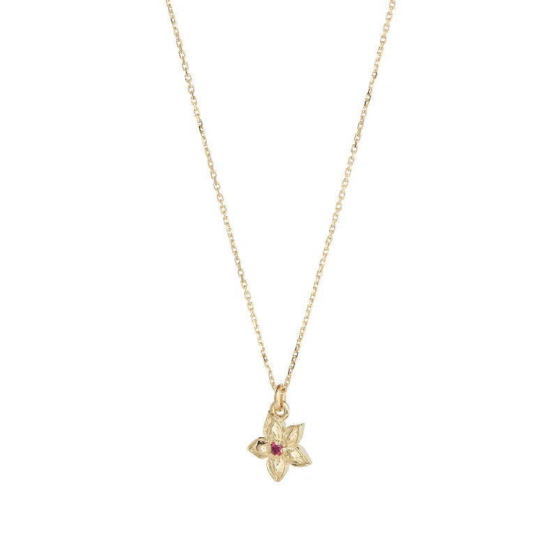 Women’s layered gold necklaces-ITTY BITTY FLEUR PENDANT