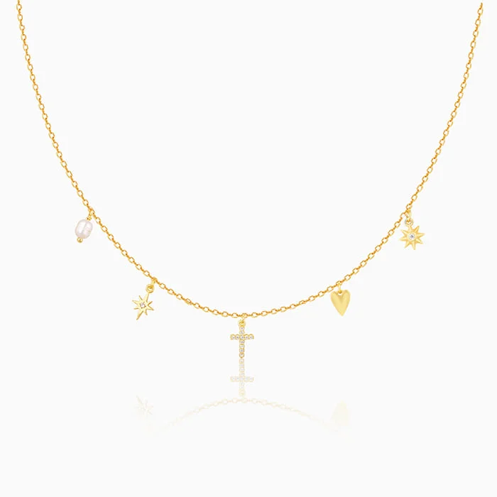 Women’s diamond pendant necklaces-Golden Symphony Necklace