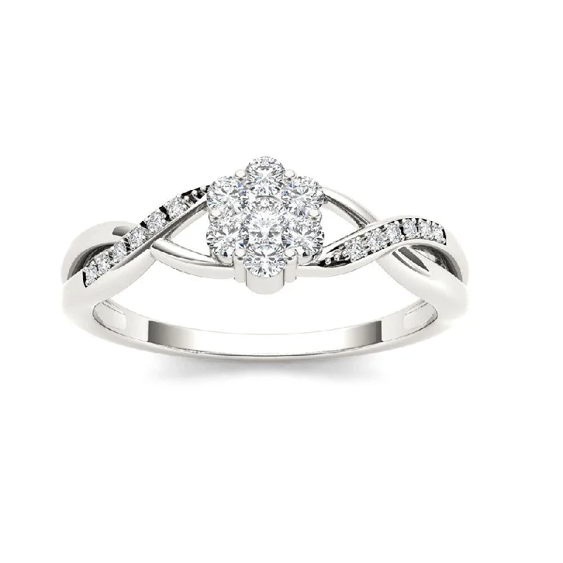 Women’s handmade rings-De Couer IGI Certified 10k White Gold 1/4ct TDW Diamond Promise Ring