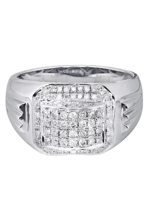 Women’s diamond band engagement rings-White Gold Mens Diamond Ring| 0.67 Carats| 9.61 Grams