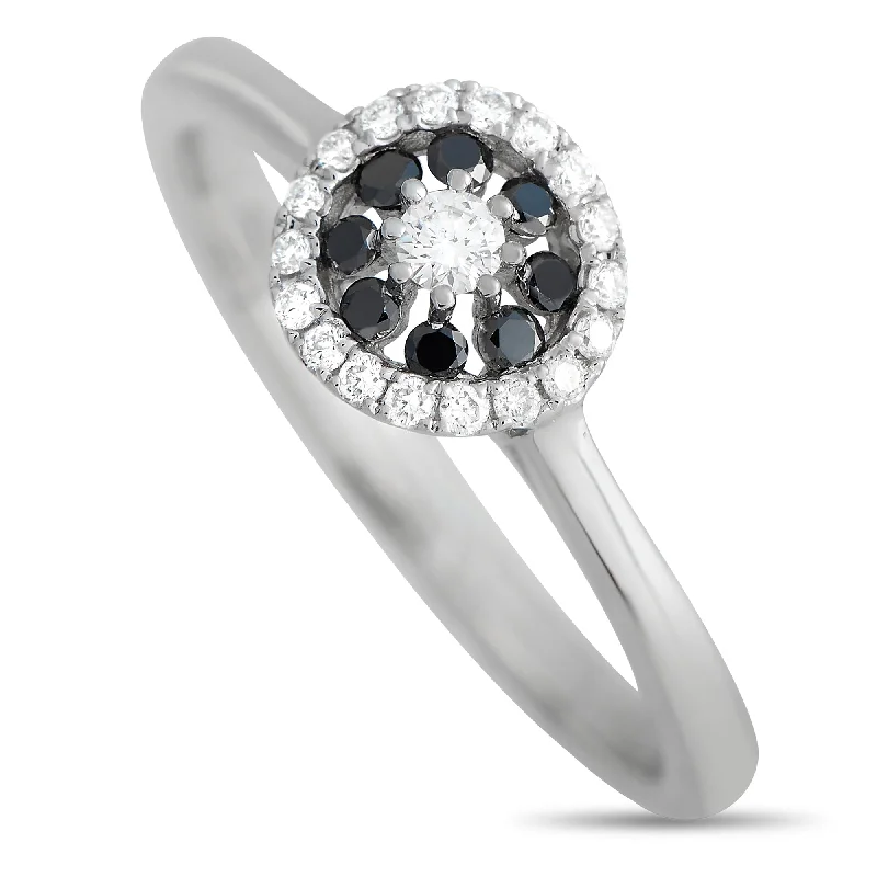 Women’s diamond solitaire rings-Piero Milano 18K White Gold 0.23ct White and Black Diamond Ring