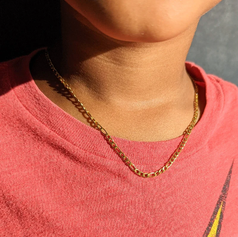 Women’s bohemian necklaces-Kids' Gold Figaro Chain