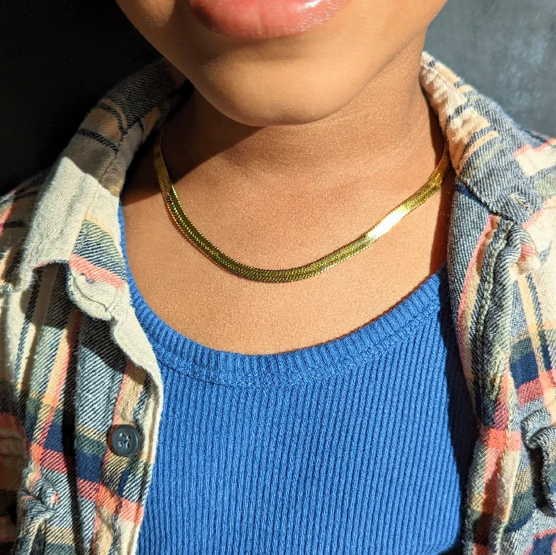 Women’s chunky gold necklaces-Kids' Herringbone Chain Necklace