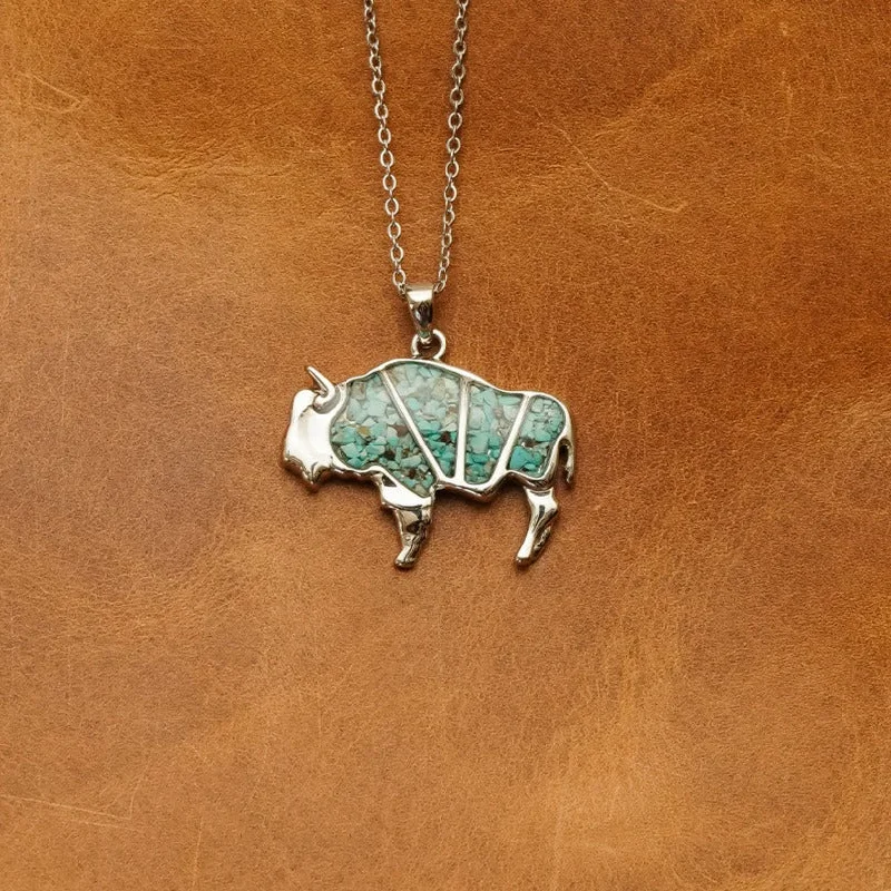 Women’s gemstone necklaces-The Turquoise Bison