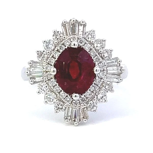 Women’s elegant three-stone engagement rings-Rubellite Tourmaline And Diamond Ring