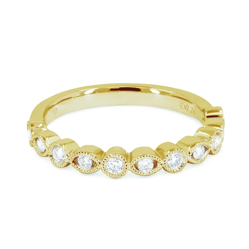 Women’s heirloom engagement rings-14K Yellow Gold,white Diamond Ring